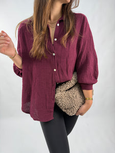 Musselin Bluse Bordeaux