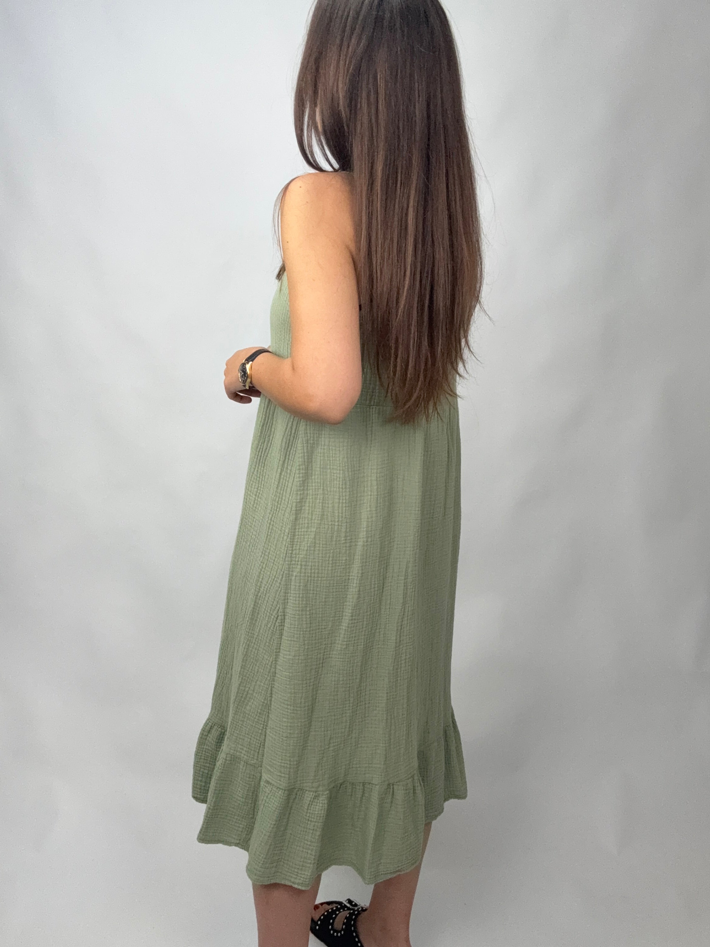 Musselin Midi Kleid Mia Salbei