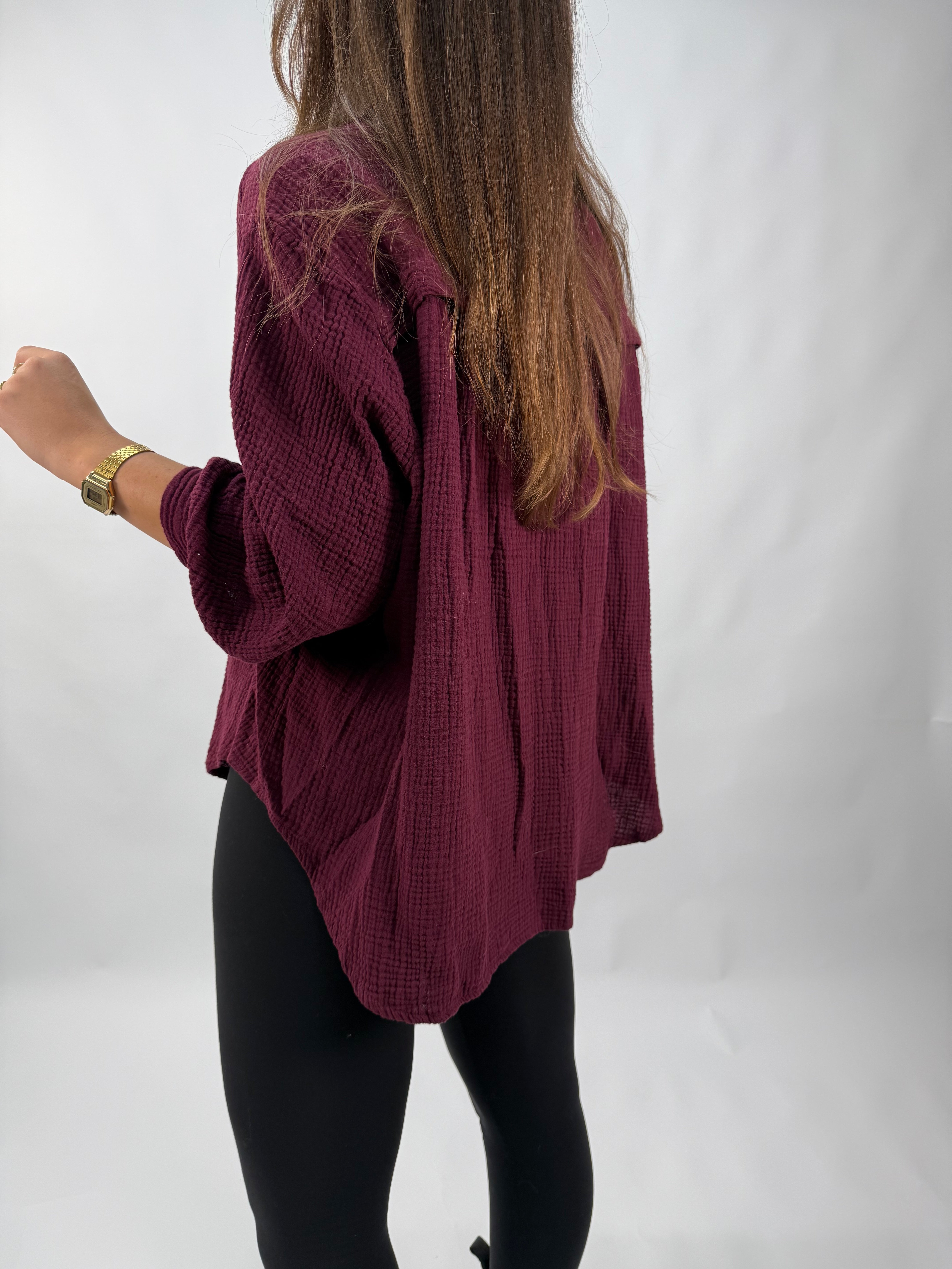 Musselin Bluse Bordeaux