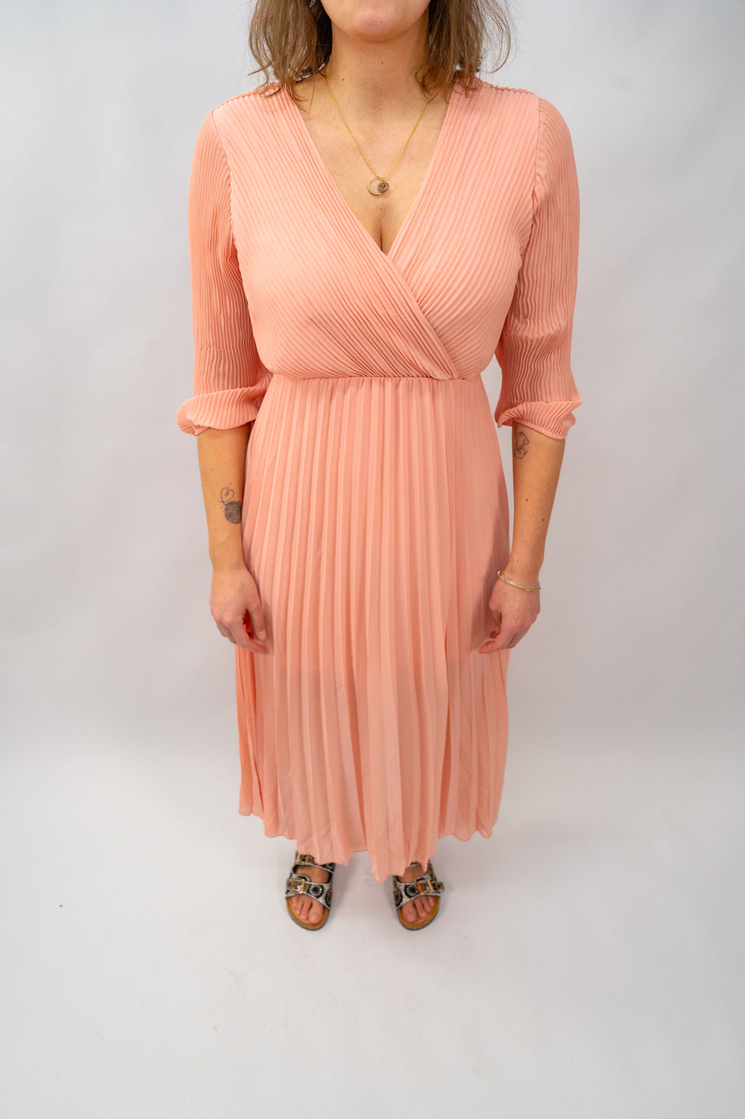 Plissee Kleid Apricot