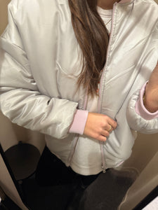 Bomber Wendejacke Light Grey/Rosa