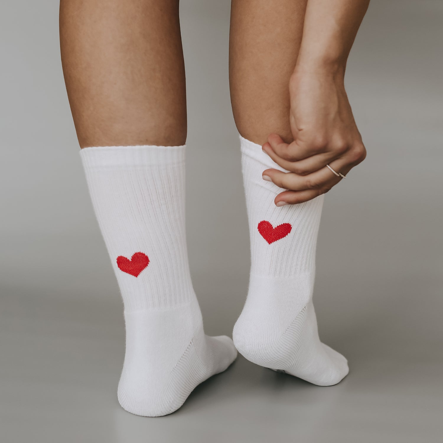 Eulenschnitt Socken Herz Rot