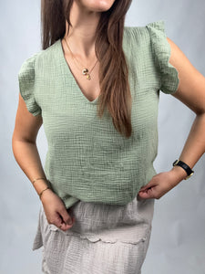 Musselin Shirt Mia Salbei