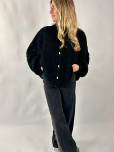 Fluffy Cardigan Golden Schwarz