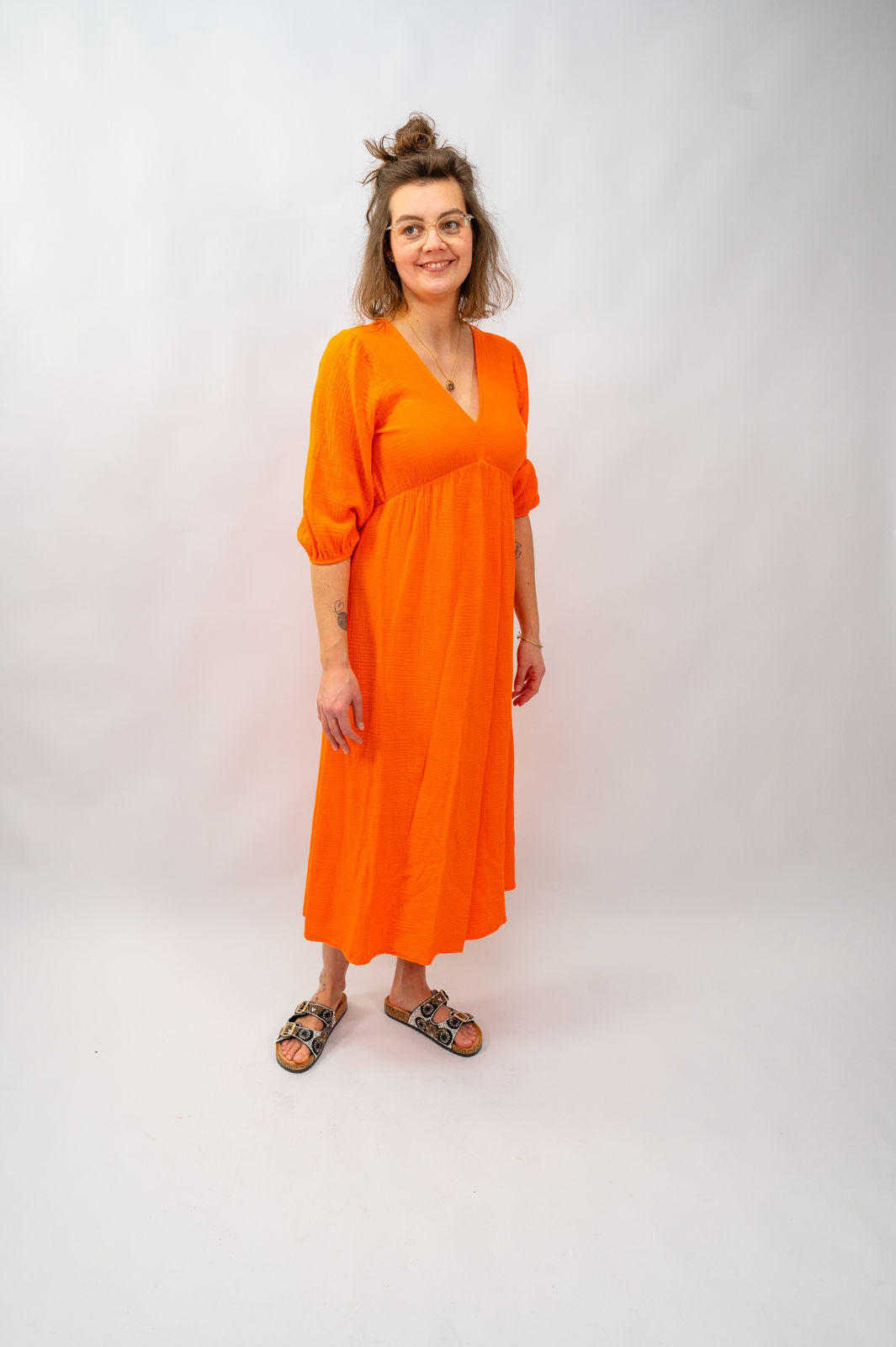 Musselin Kleid Malu Orange