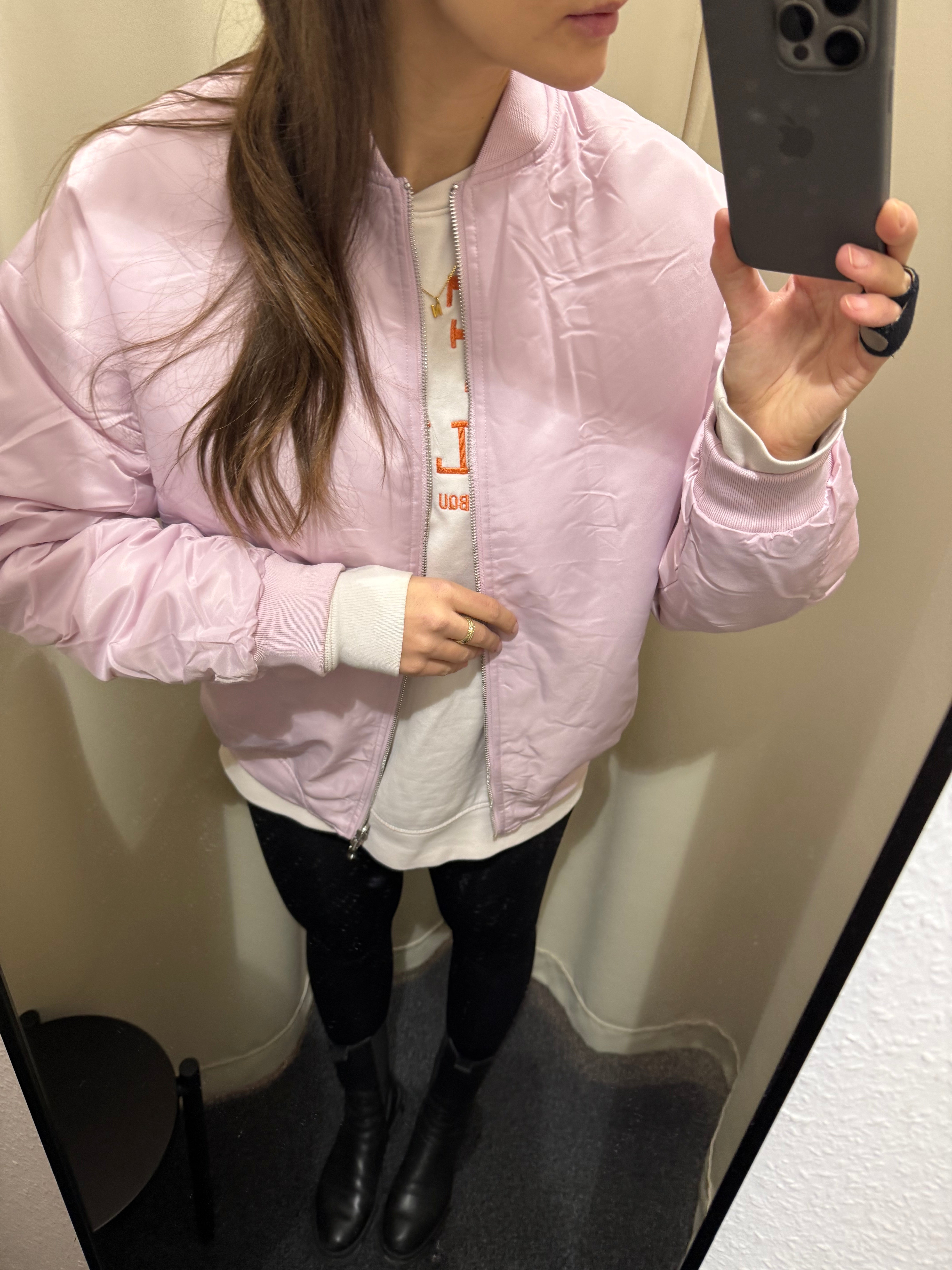 Bomber Wendejacke Light Grey/Rosa