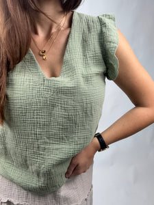 Musselin Shirt Mia Salbei