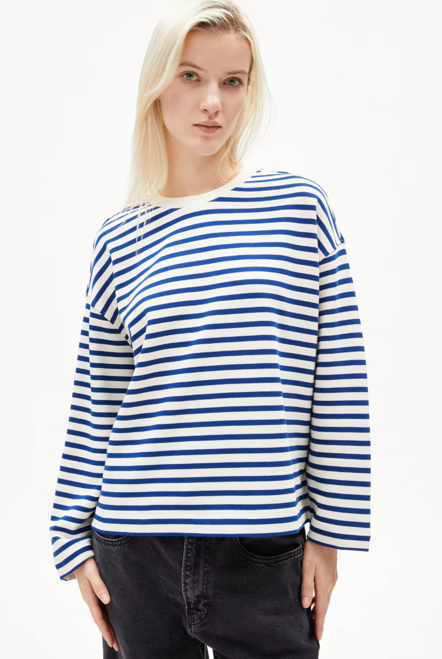 Armedangels Sweater FRANKAA MAARLEN STRIPE lapis blue