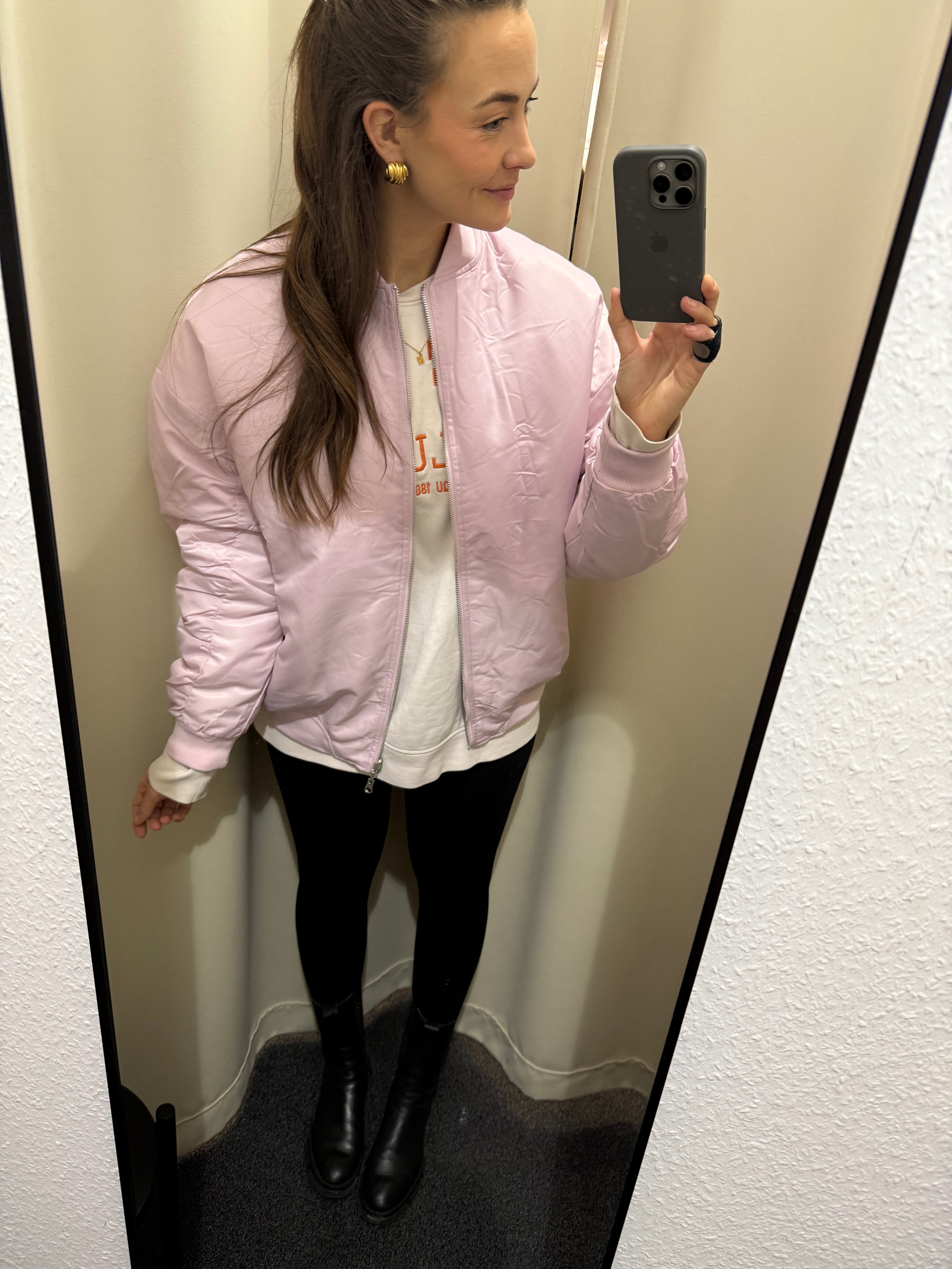 Bomber Wendejacke Light Grey/Rosa