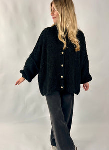 Fluffy Cardigan Golden Schwarz