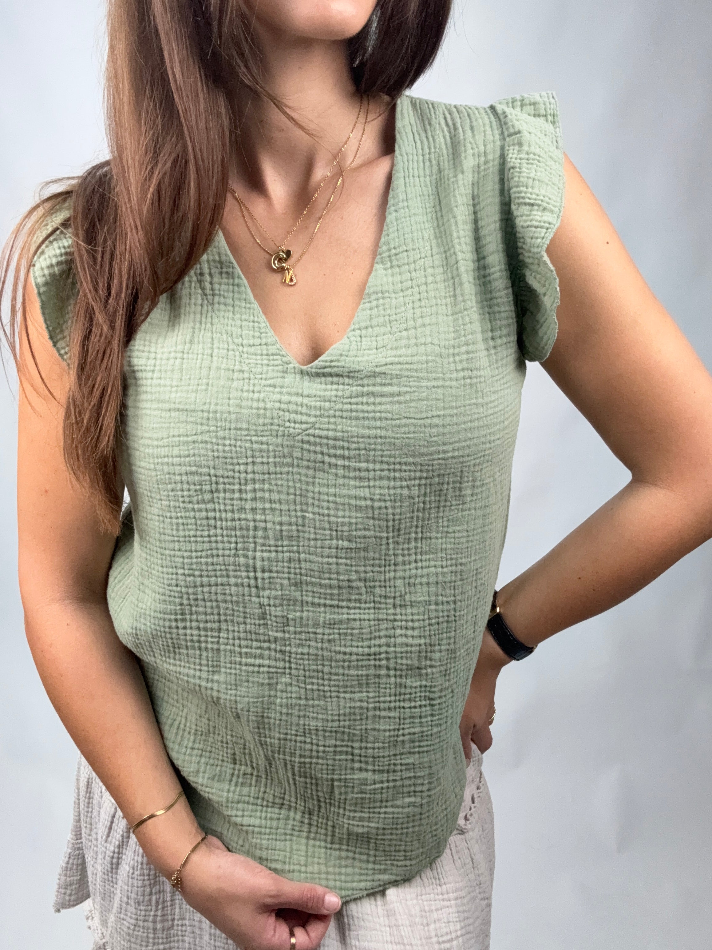 Musselin Shirt Mia Salbei