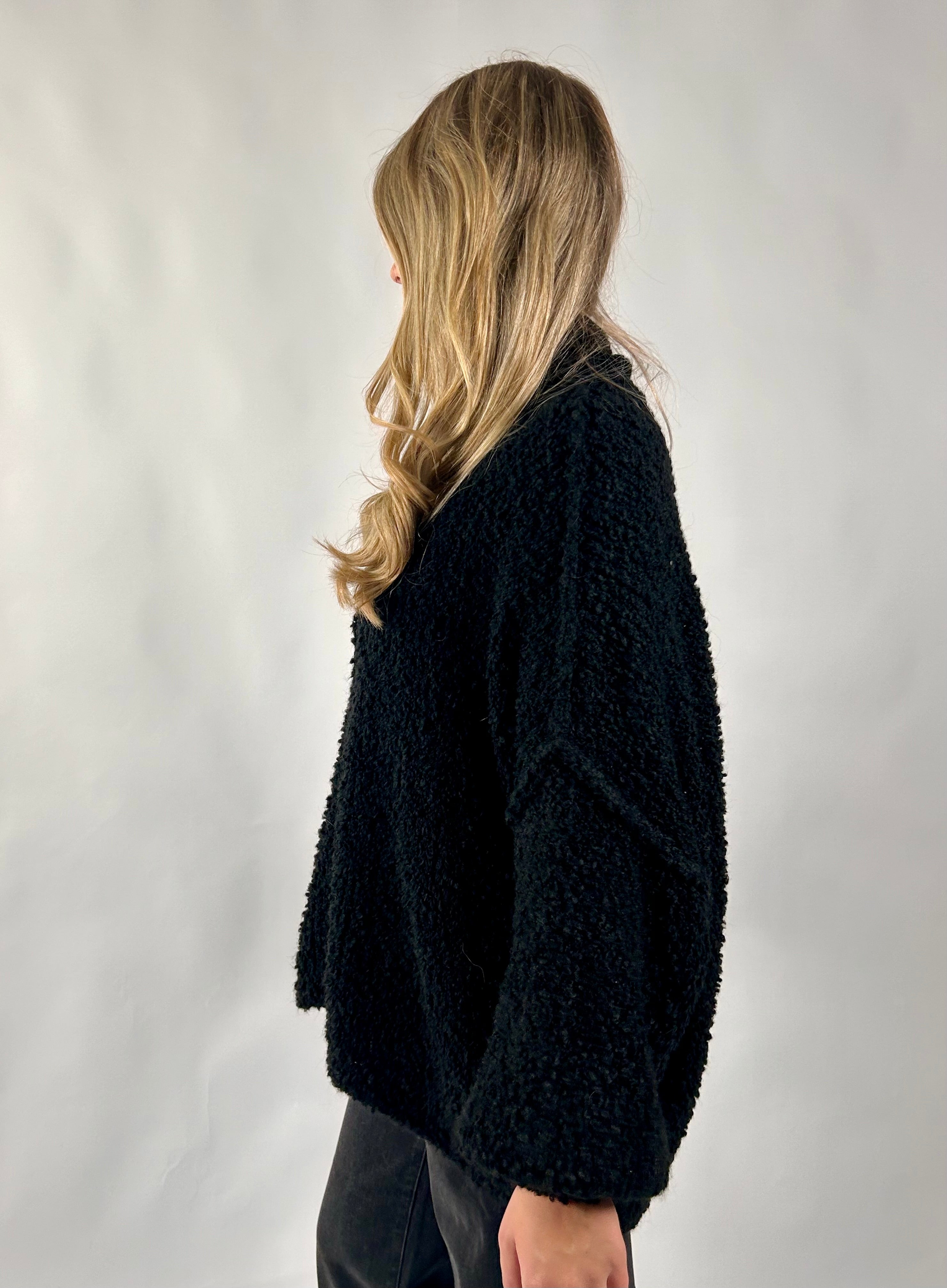 Fluffy Cardigan Golden Schwarz