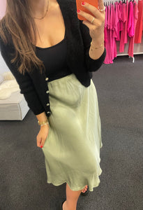 Satin Midi Rock Sage