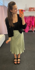 Satin Midi Rock Sage