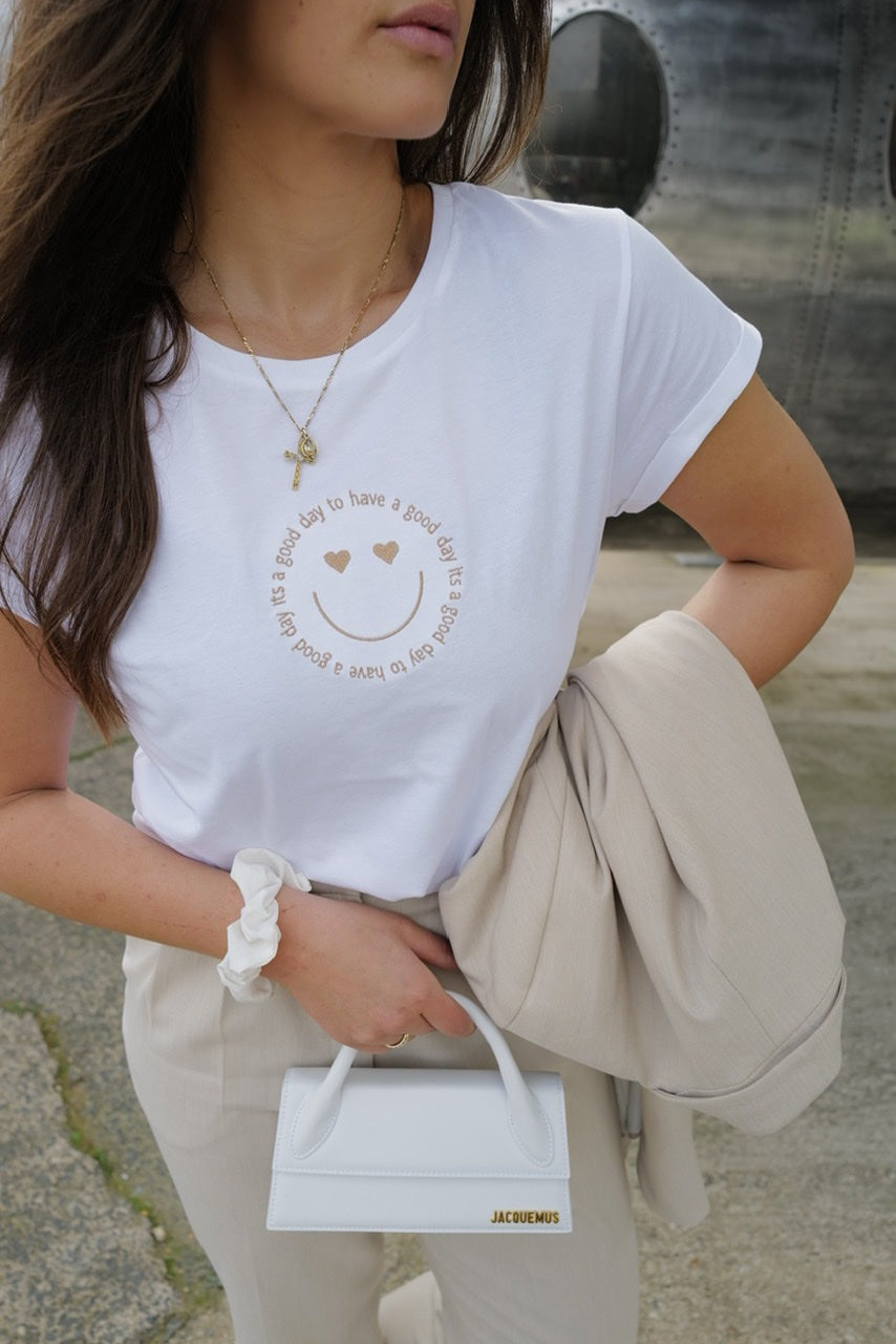 Shirt Good Day Weiß | Biobaumwolle | BQU 1805 | Fair Fashion