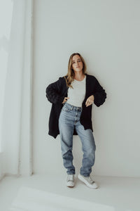 Bubble Strickjacke Kurz Schwarz | BQU 1805