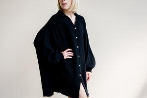 Musselin Oversize Bluse Schwarz